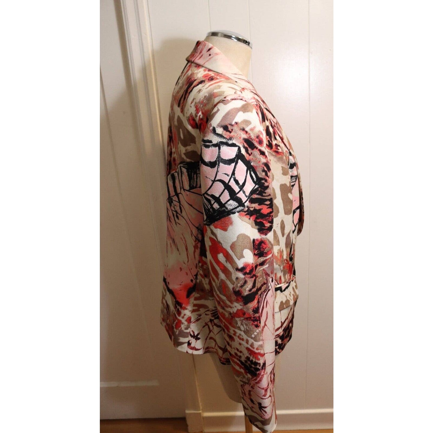 Evan Picone Stretch Floral Blazer Jacket Multicolor Long Sleeves Size 12