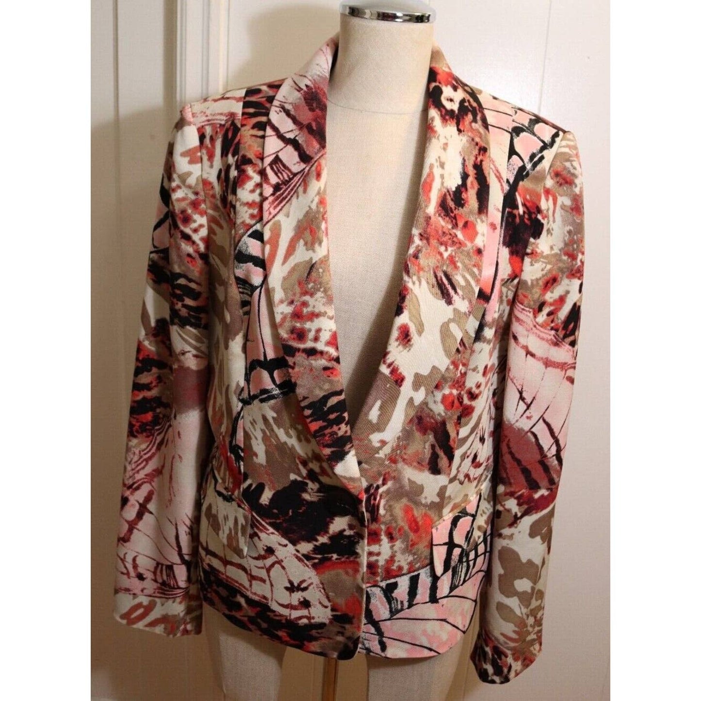 Evan Picone Stretch Floral Blazer Jacket Multicolor Long Sleeves Size 12