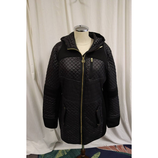 Michael Kors Jacket Black Large Mid Length Light Puffer