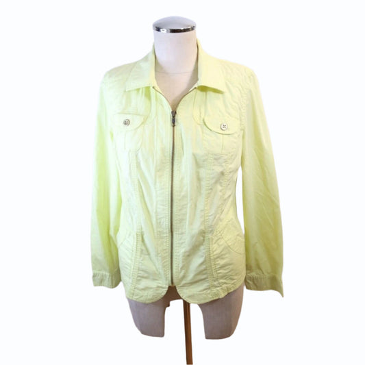 Chico’s Lightweight Jacket size 0 (S) 100% COTTON YELLOW/GREEN