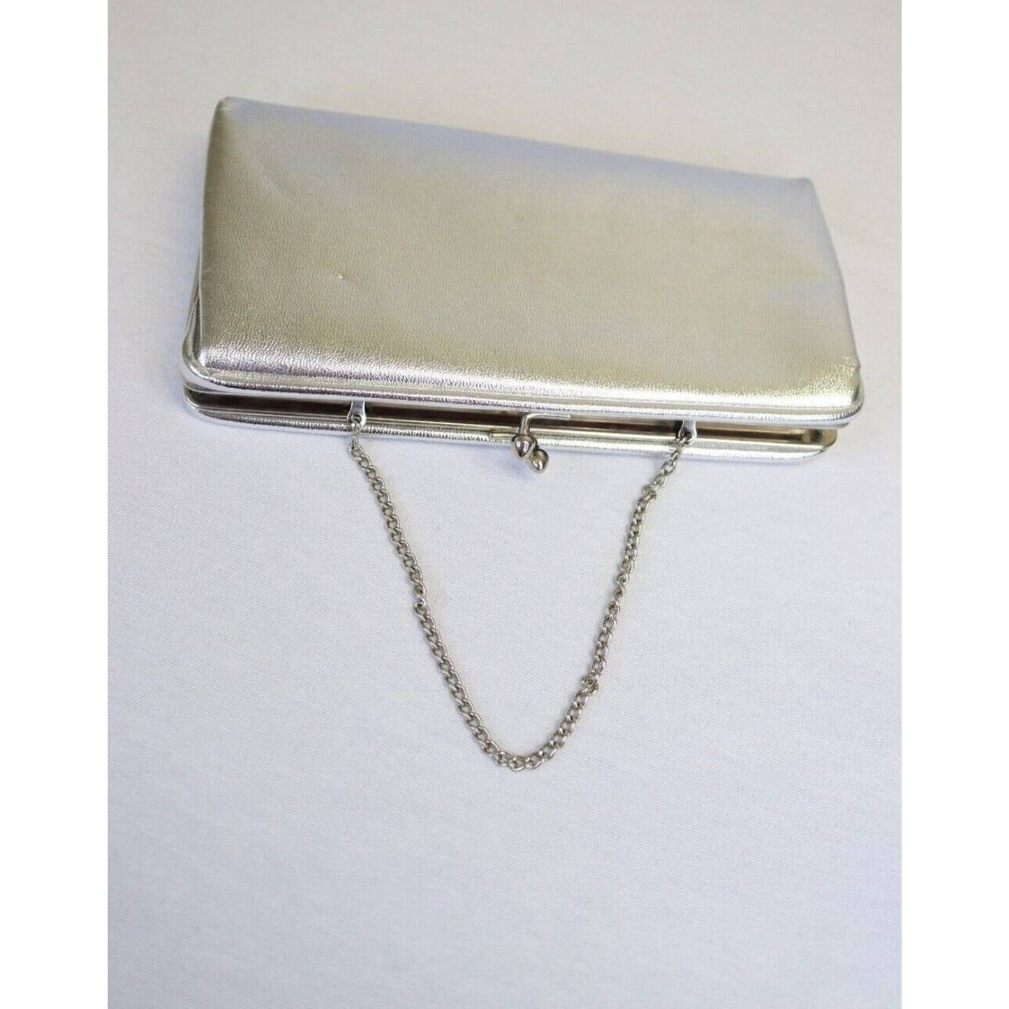 Vintage Ande Silver Clutch With Chain Handle Hand Bag Purse