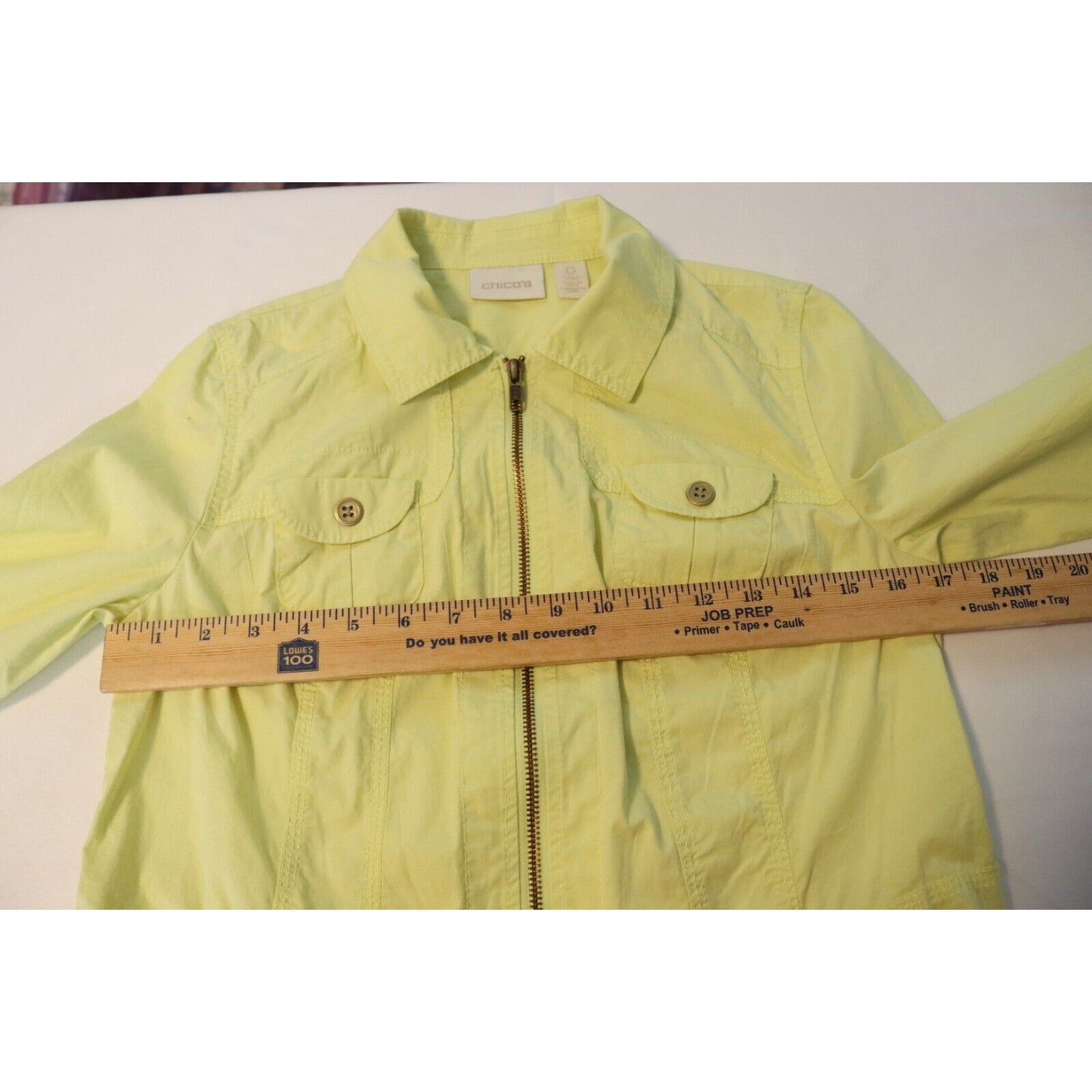 Chico’s Lightweight Jacket size 0 (S) 100% COTTON YELLOW/GREEN