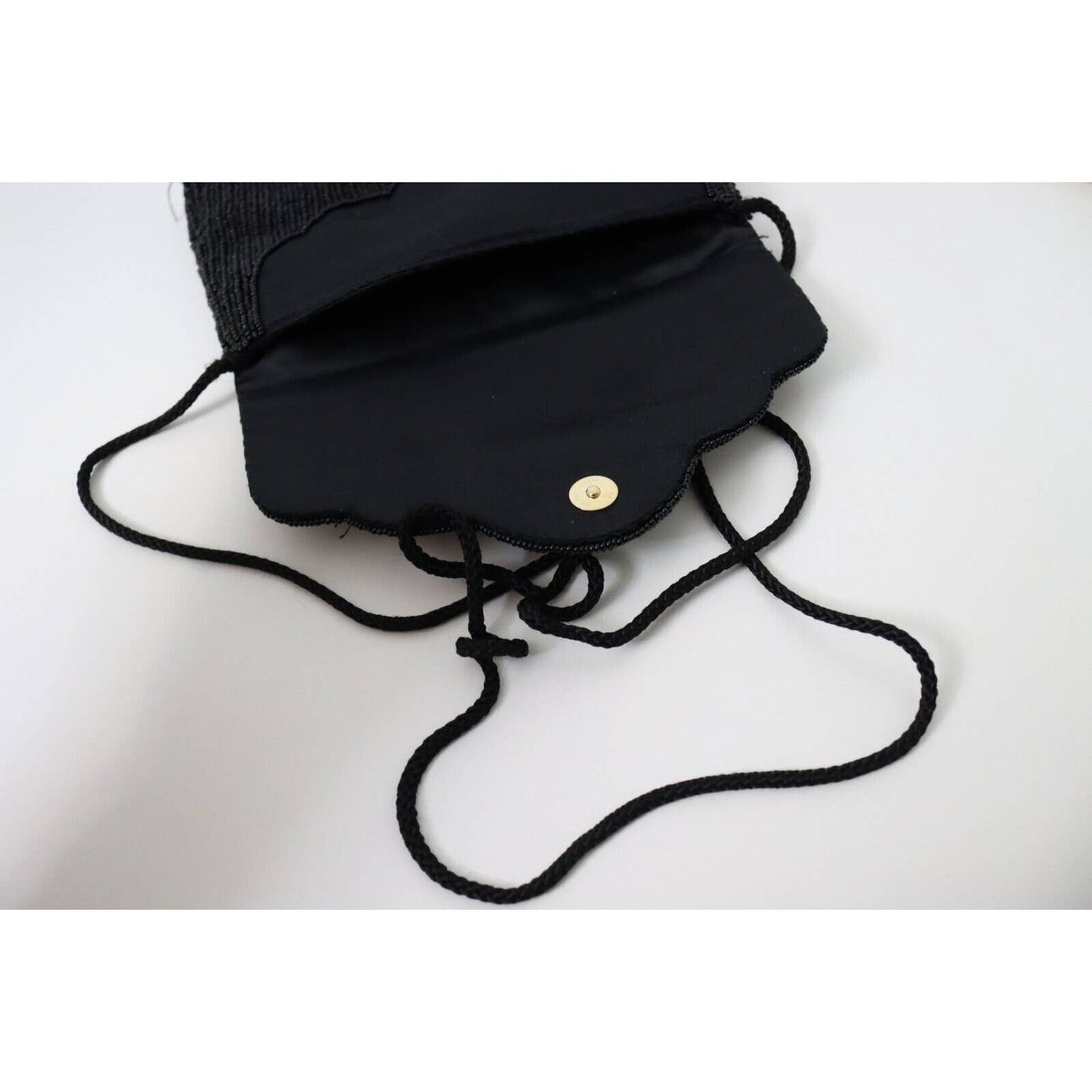 Vintage Partners Mervyn Black Multi Color Beaded Clutch Shoulder Handbag