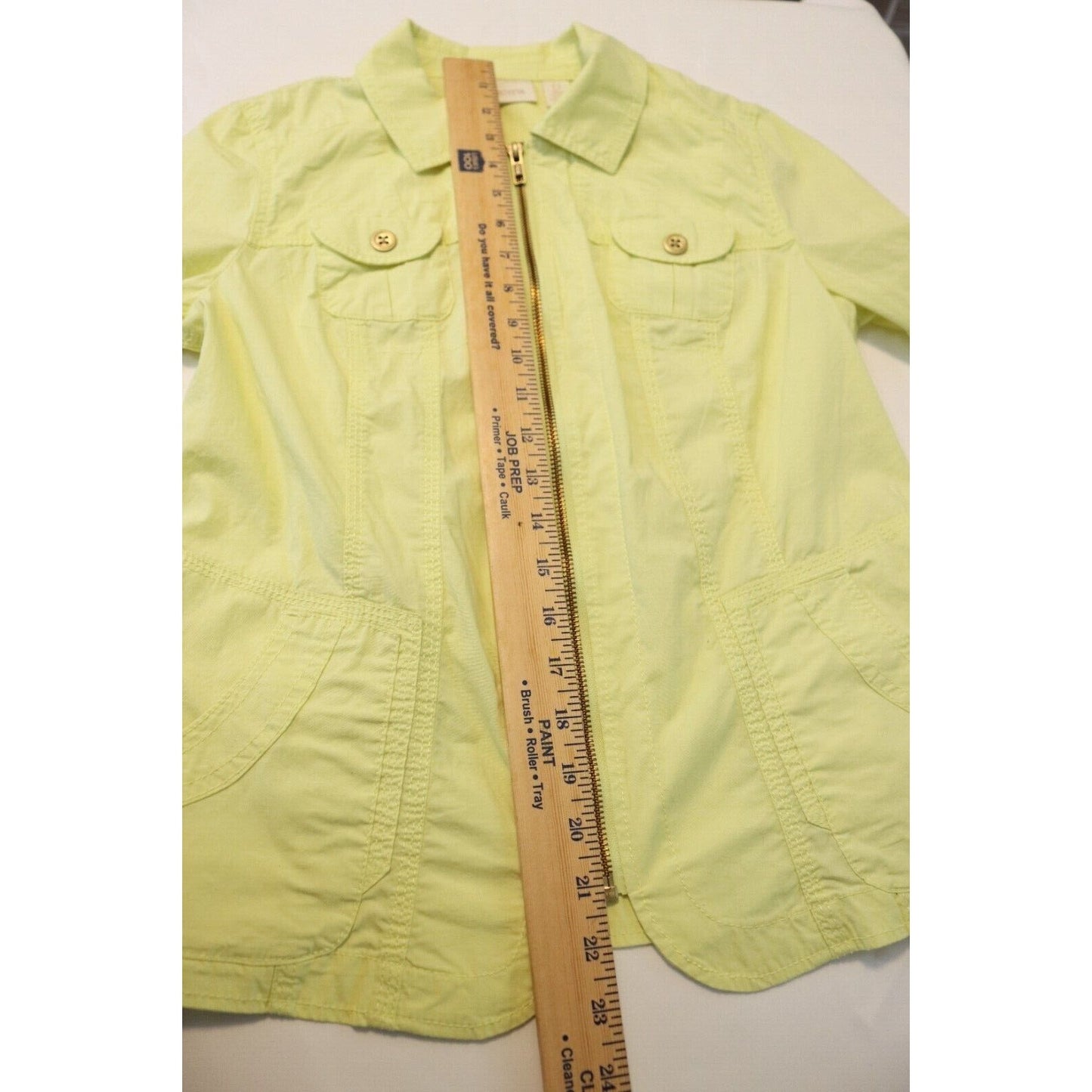 Chico’s Lightweight Jacket size 0 (S) 100% COTTON YELLOW/GREEN